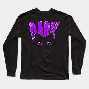 Dark cat magic Halloween spooky vibes Long Sleeve T-Shirt